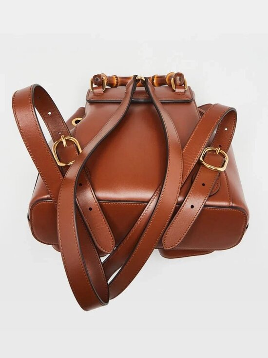 Gucci Brown Smooth Leather Bamboo Handle Small Backpack Bag main image 10